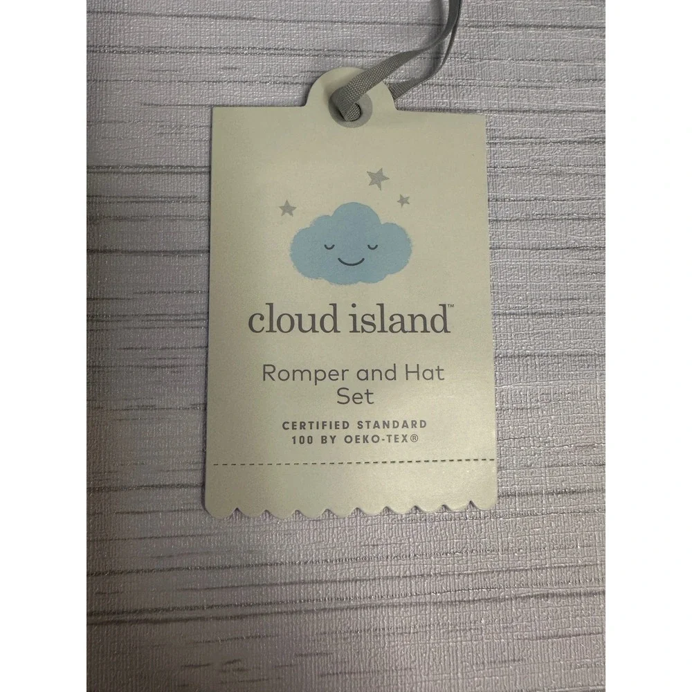 Cloud Island Baby Romper and Hat Set Blue Striped Henley 6-9M New with Tags